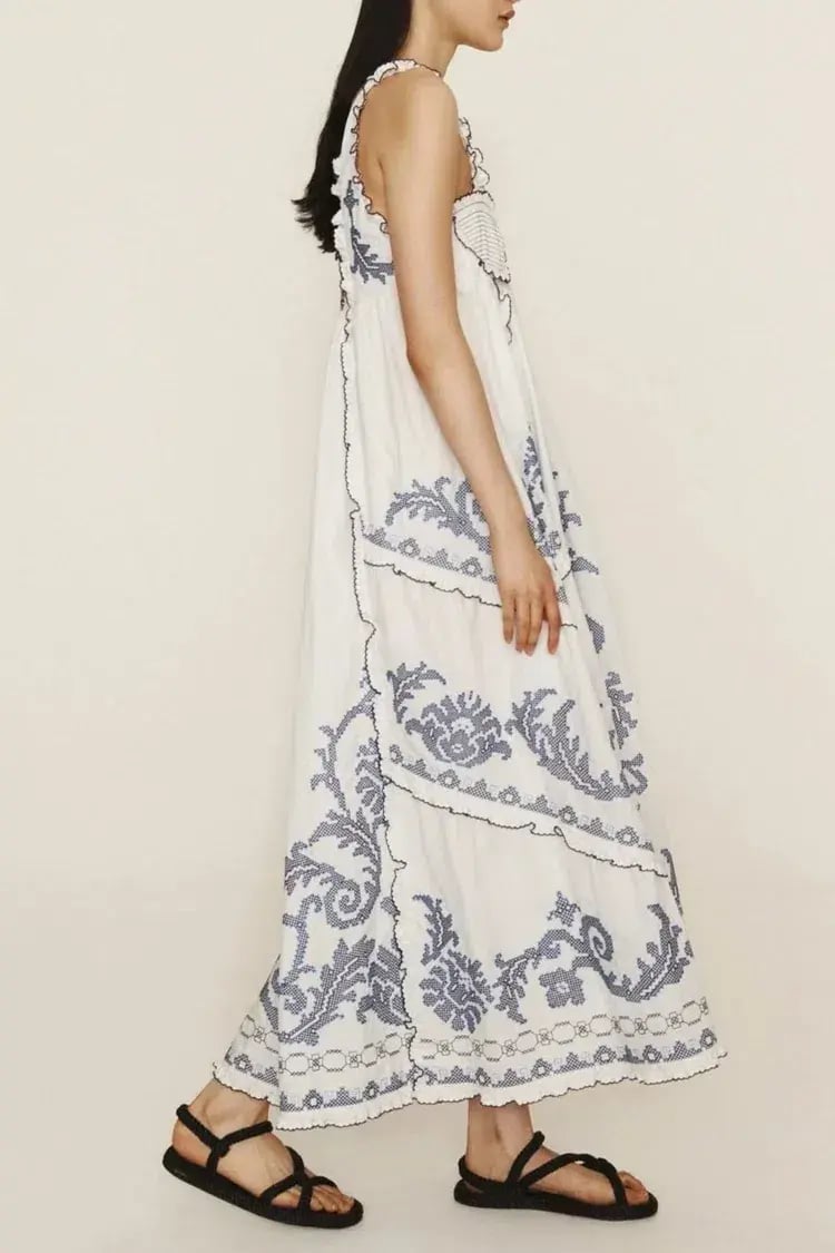 Alemais Hazel smocked embroidered midi dress size 14 photo 4