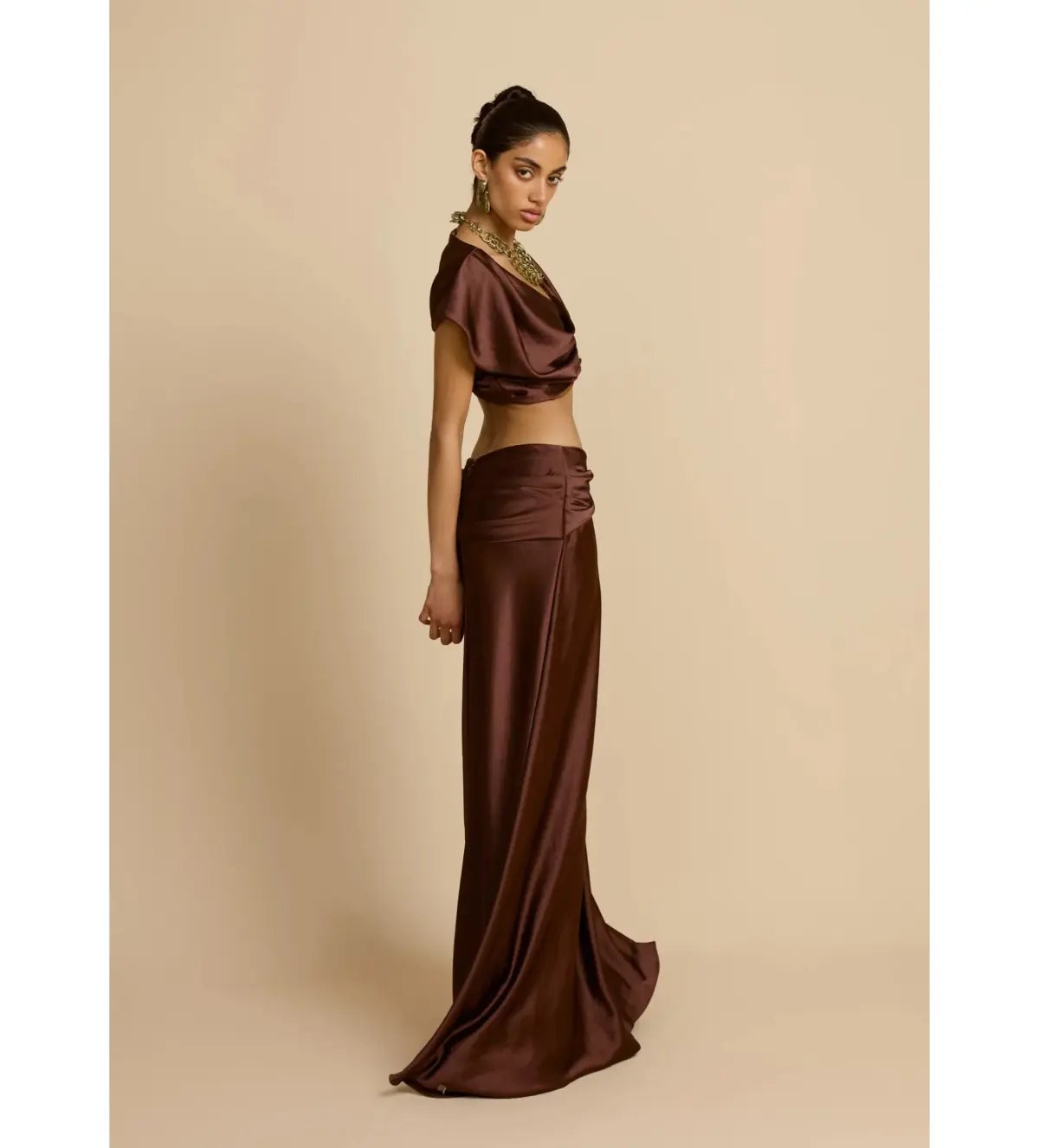 Arcina Ori Andi Top and Maxi Skirt Set Cacao Size S / AU 8 photo 2