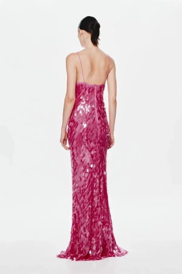 MISHA The Sapphire Sequin Maxi Dress Fuchsia Size 6/XS photo 3