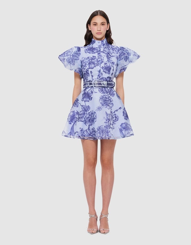 Leo Lin Anais Bishop Sleeve Mini Dress - Harmony Print In Hyacinth photo 5