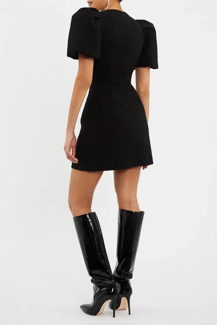 Rebecca Vallance Yvonne Bow Mini Dress in Black Size 12 photo 3
