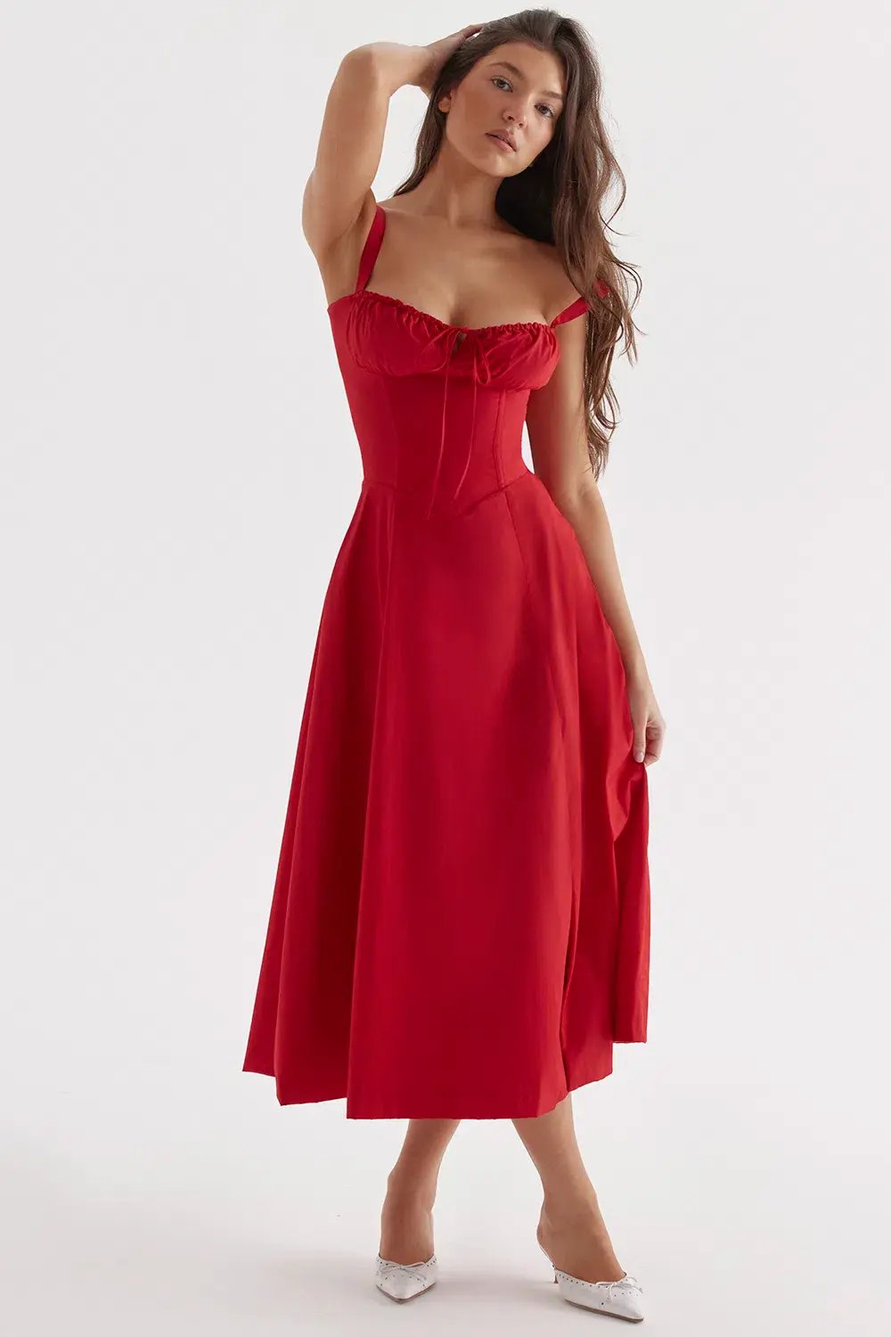 House of CB Carmen Bustier Sundress Red Rose Size S / AU 8 photo 2