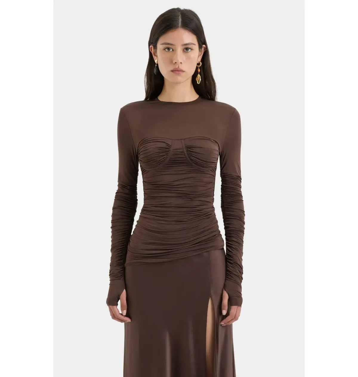 Sir the Label Alessia Draped Gown Chocolate Size AU 12 photo 2