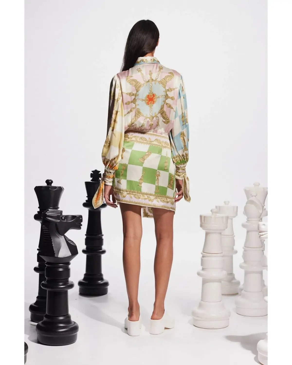 Alemais Checkmate Silk Mini Dress Multi Size AU 12 photo 5