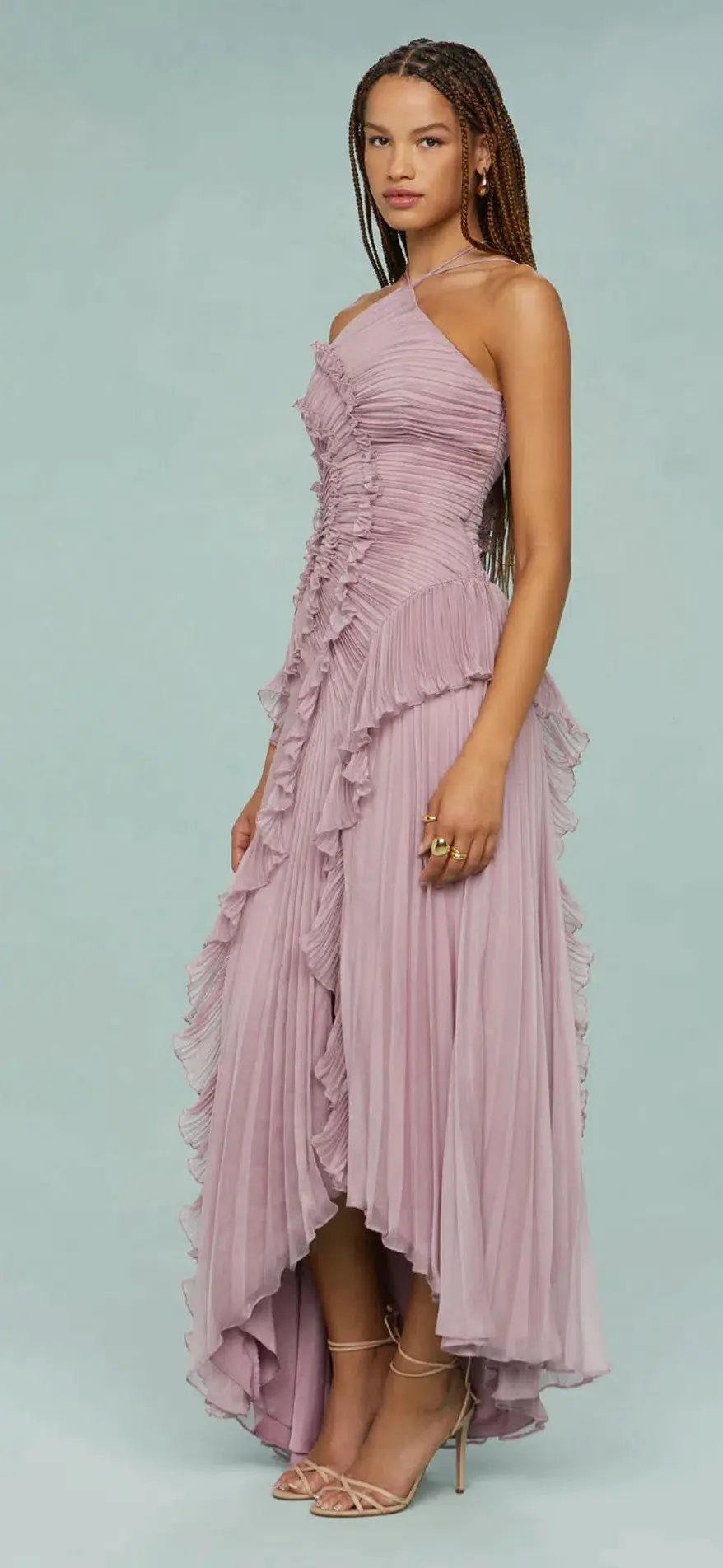 Amur Lorelie Halter Gown Water Hyacinth Size 8/2 photo 3