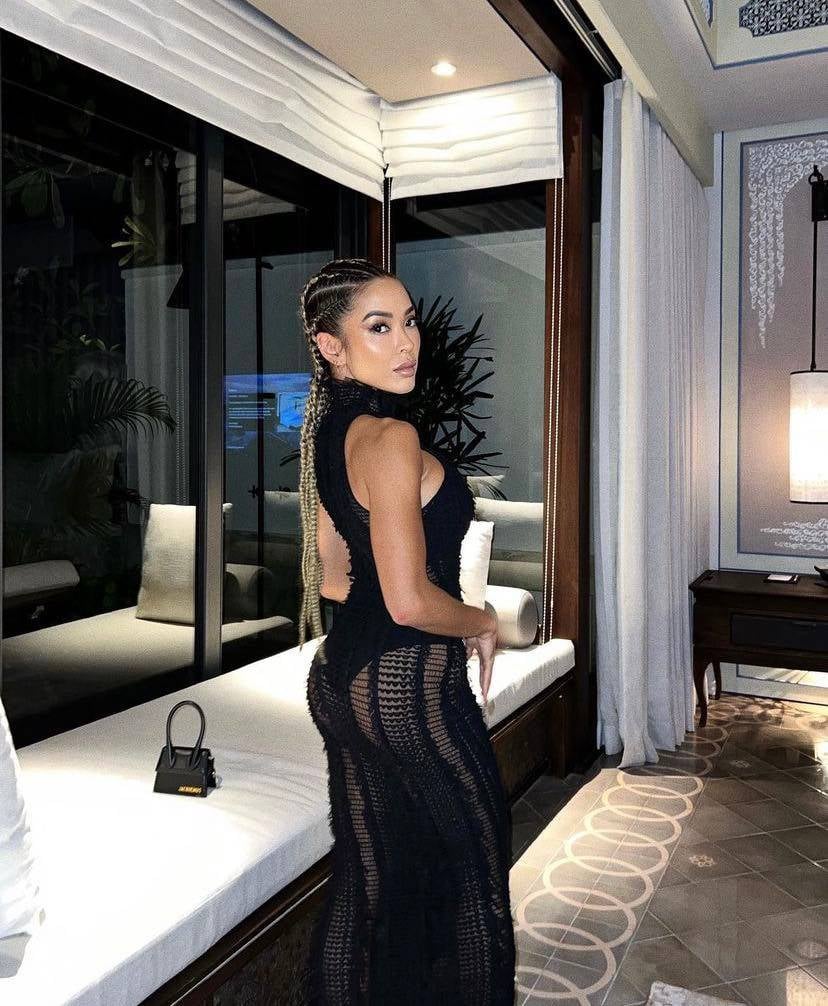 Roberta Einer Long Angel Bodycon Black Dress photo 4