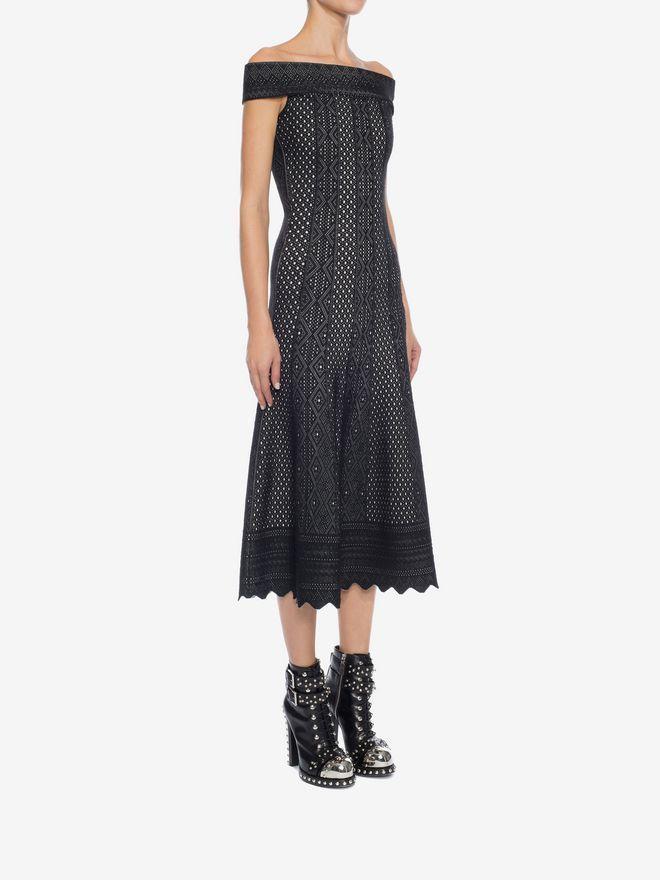 Alexander McQueen Off the Shoulder Jacquard Lace Dress Size 12 photo 4