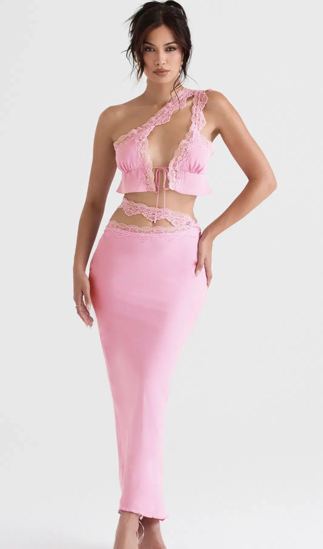 House of CB Lorena Cropped Top & Mathilda Maxi Skirt Set Pink Size 10 photo 4