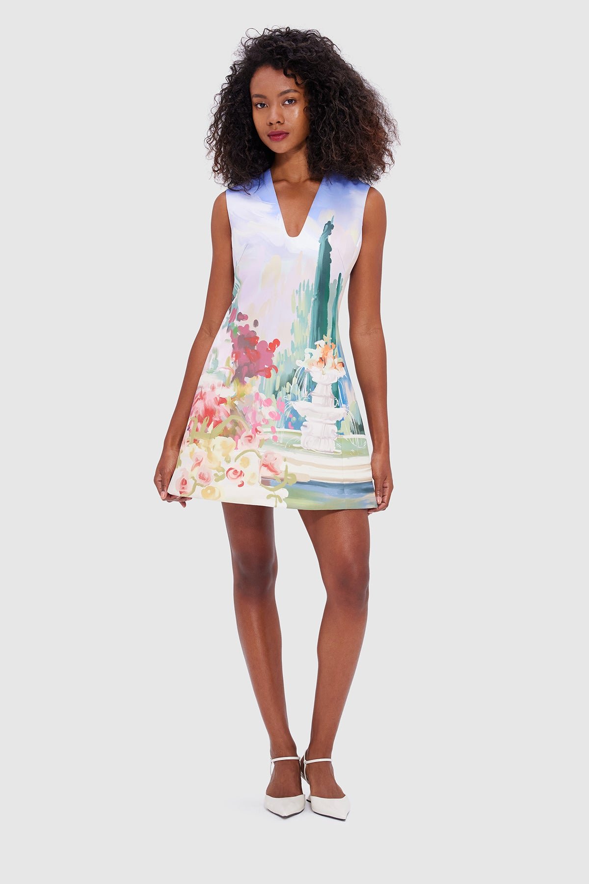 LEO LIN BRIANA V NECK MINI DRESS - JARDIN PRINT photo 5