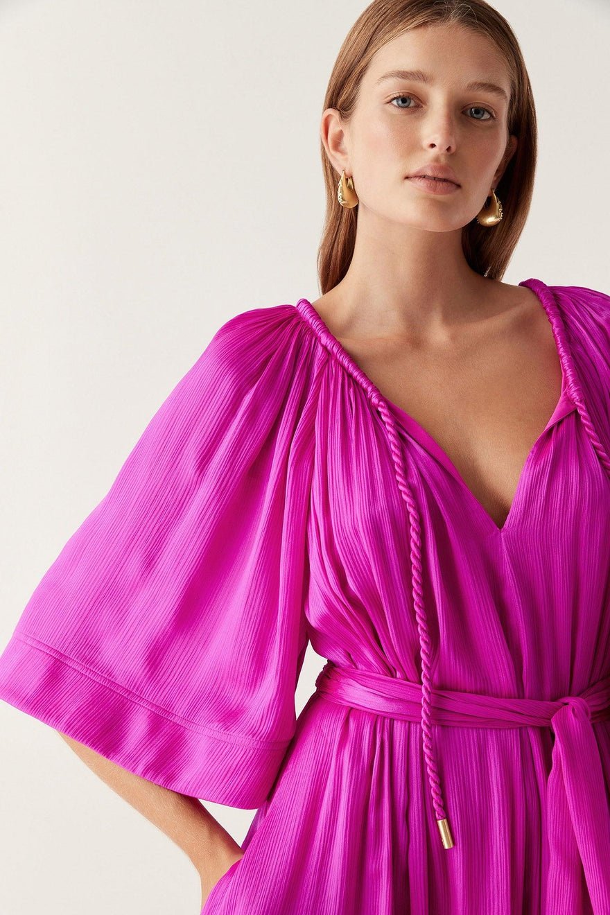 Aje Seraphina Smock Midi Dress - Deep Magenta photo 3
