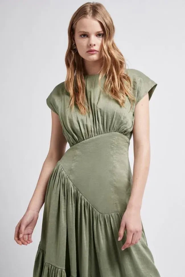 Aje Midi Reflection Dress In Oakmoss Size AU 6 photo 3