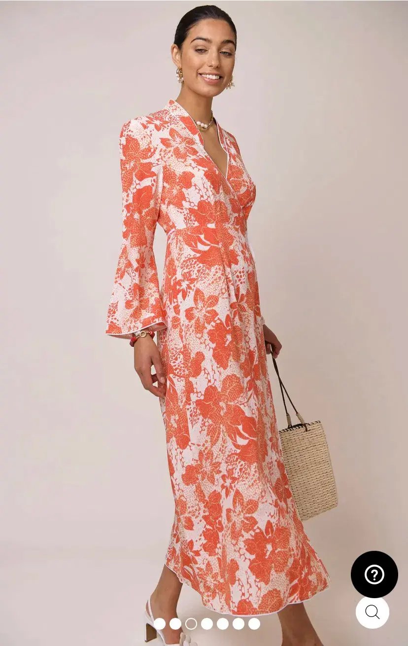 Rixo Cindy Coral Floral Wrap Dress Print Size XS photo 4