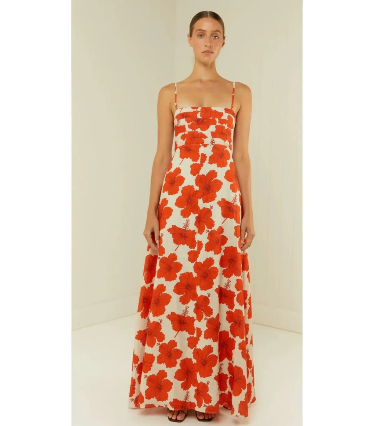 Palm Noosa Primrose Maxi Dress Red Hibiscus Size AU 10 photo 3