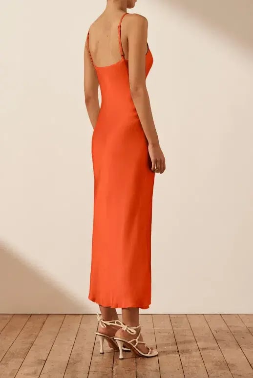 Shona Joy Milo Cut Out Slit Midi Dress - Hibiscus Red/ Orange Size AU 12 photo 4