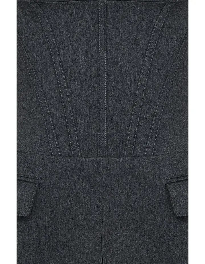 House of CB Eleanor Pleated Corset Mini Dress in Charcoal Size 6 photo 6
