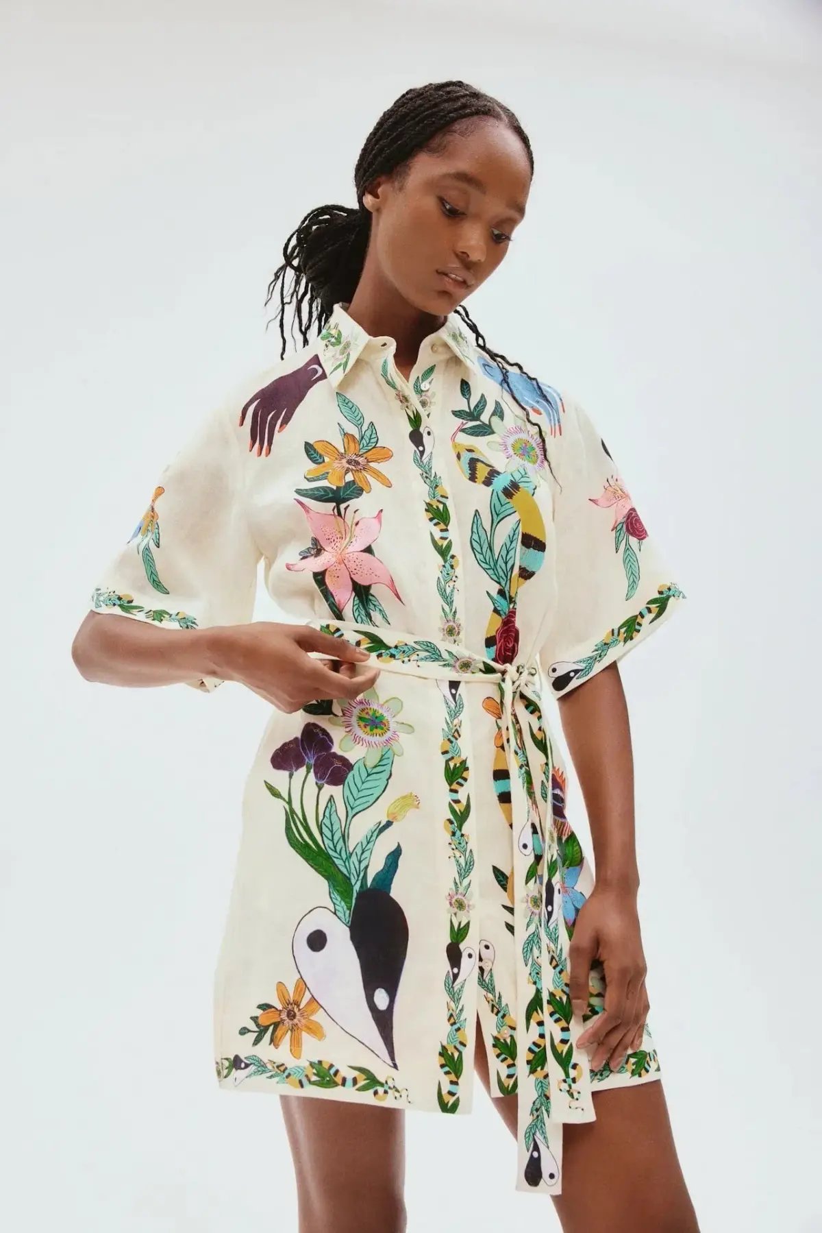 Alemais Meagan Linen Mini Dress Print Size 8 photo 2