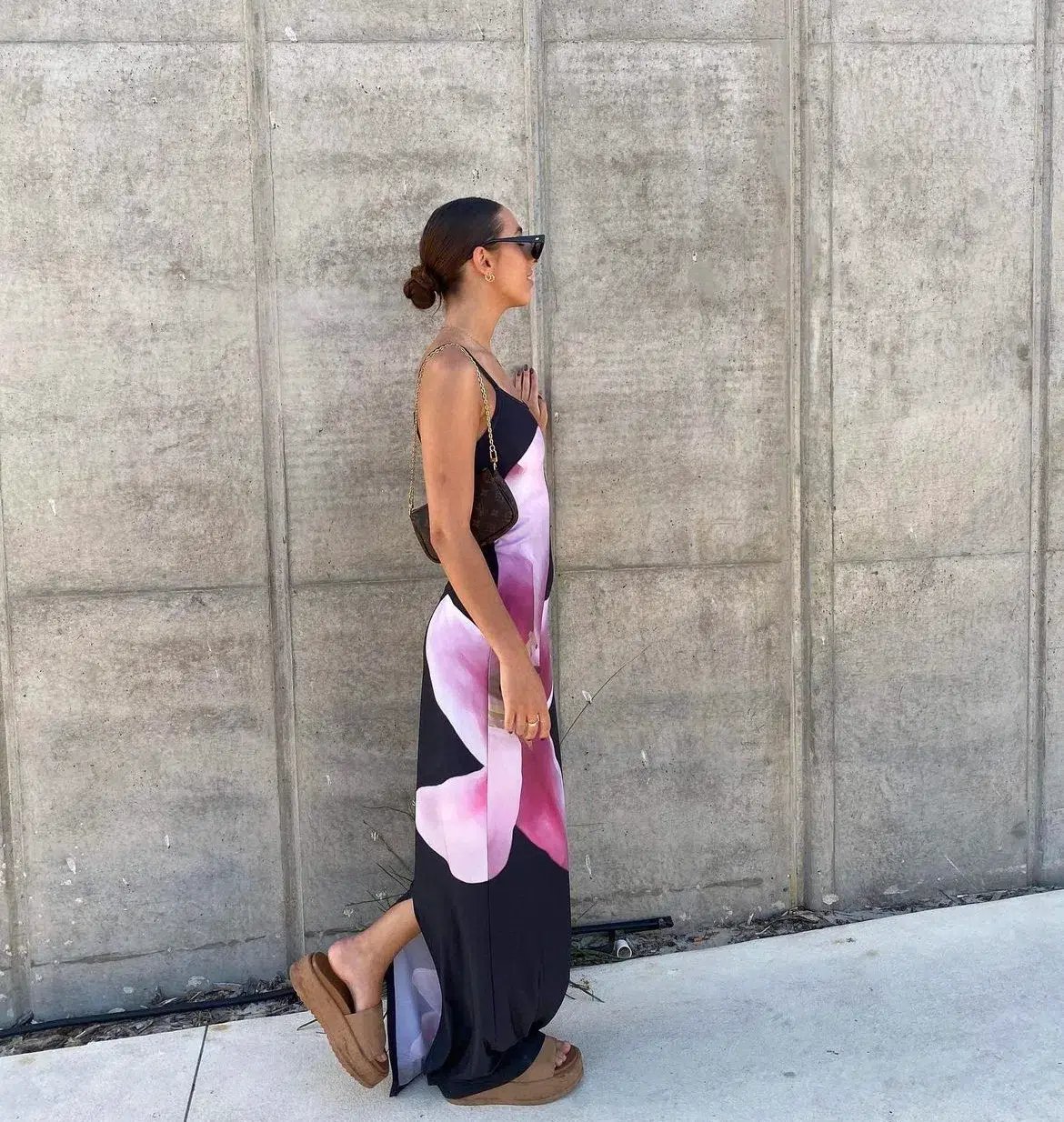 With Harper Lu Floral Slip Dress Black Pink Lily Print Size S/ AU 8 photo 2