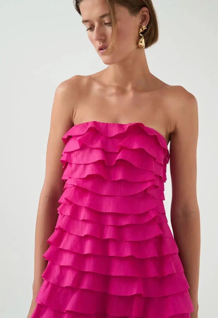 Aje Fleur Pleated Gown Magenta Size 10 photo 8