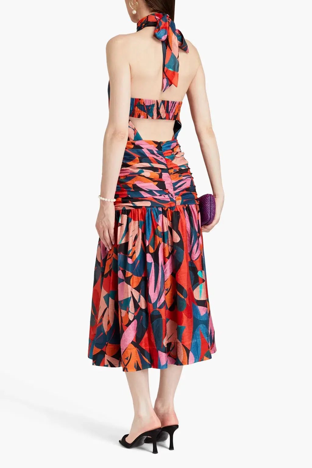 Rebecca Vallance Catalina Halter Neck Midi Dress Multi Colour Size 8 photo 2