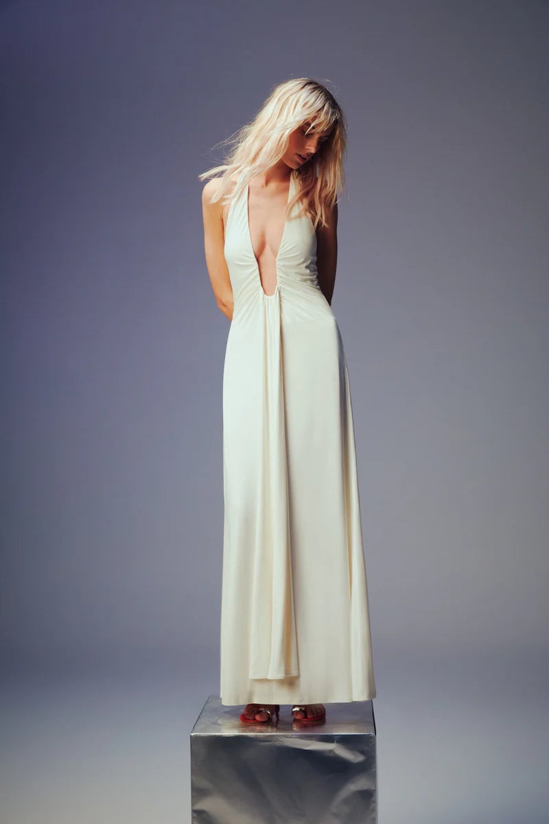 MISHA JENNIFER CUPRO MAXI DRESS - IVORY photo 6