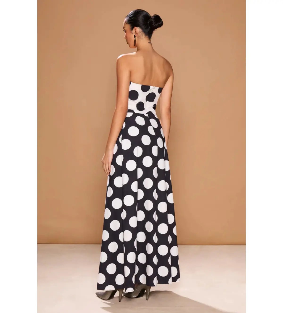Sonya Moda Sonja Milano Polka Dot Dress Maxi Black Size AU 12 photo 3