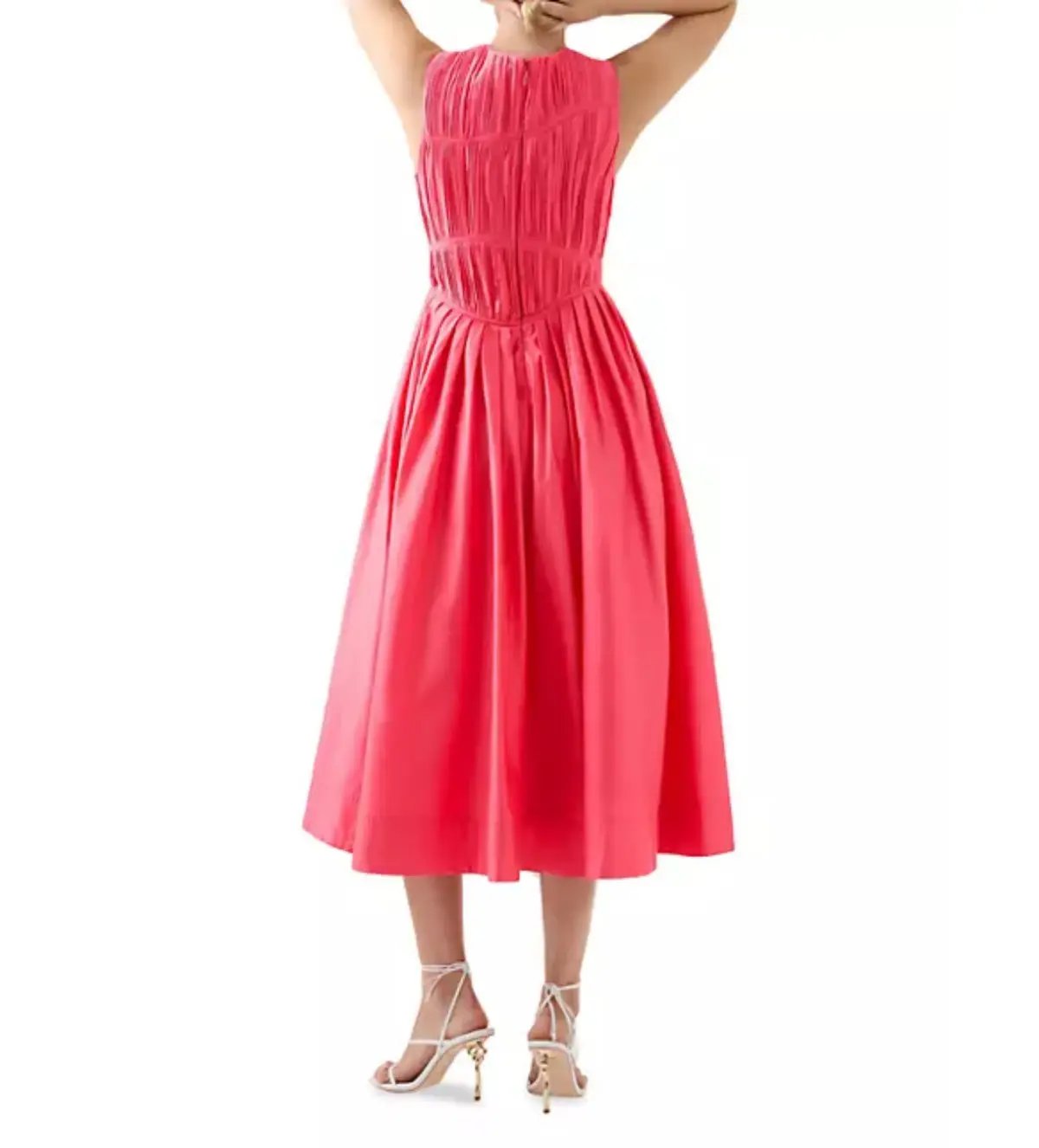 AJE Nya Gathered Midi Dress Hot Pink Size 10 photo 3