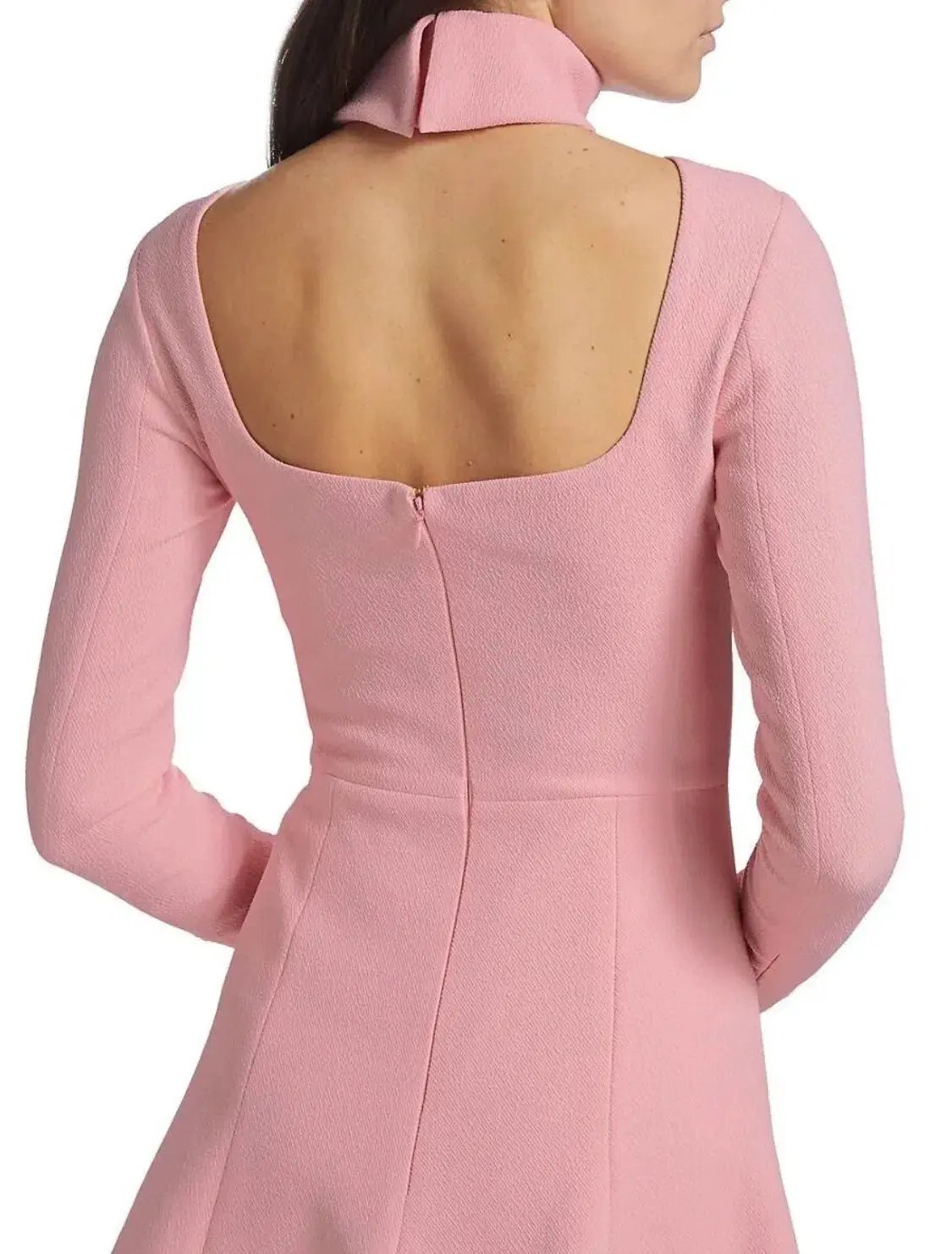 Emilia Wickstead Peony Pink Stella Dress, Size AU 16, Cutout Back Long Sleeve Turtleneck photo 2
