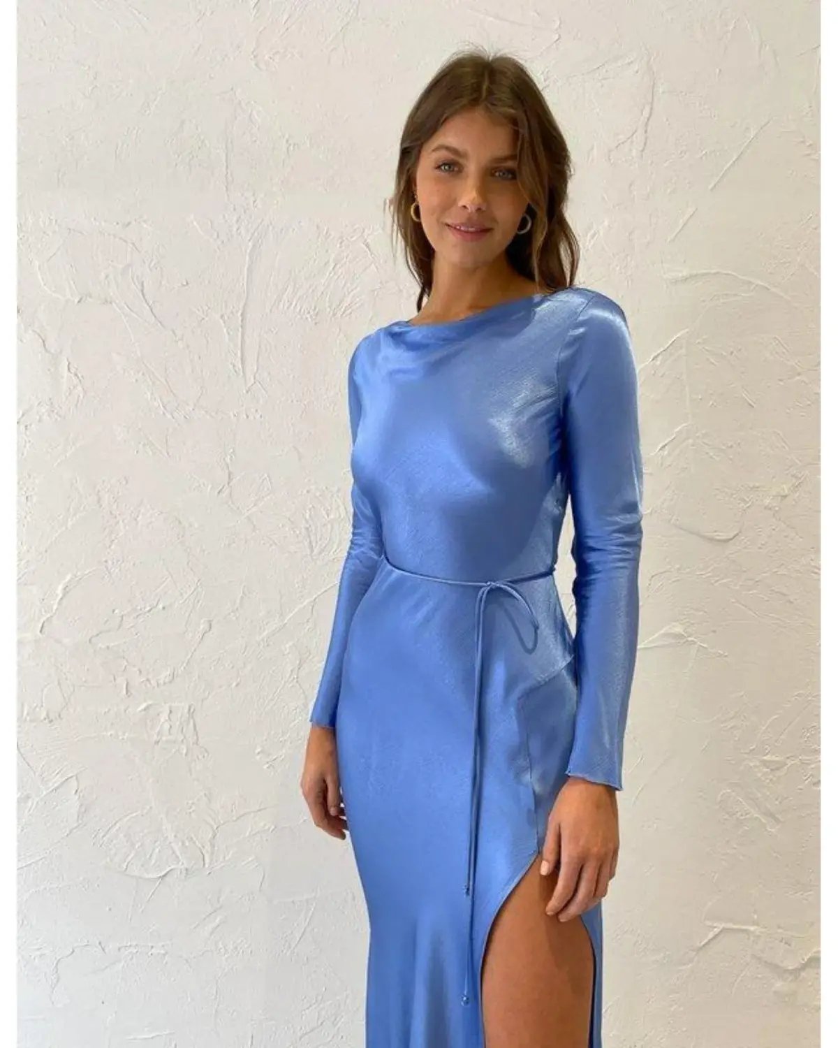Bec & Bridge Delphine Long Sleeve Midi Dress in Cornflower Blue Size AU 6 photo 5
