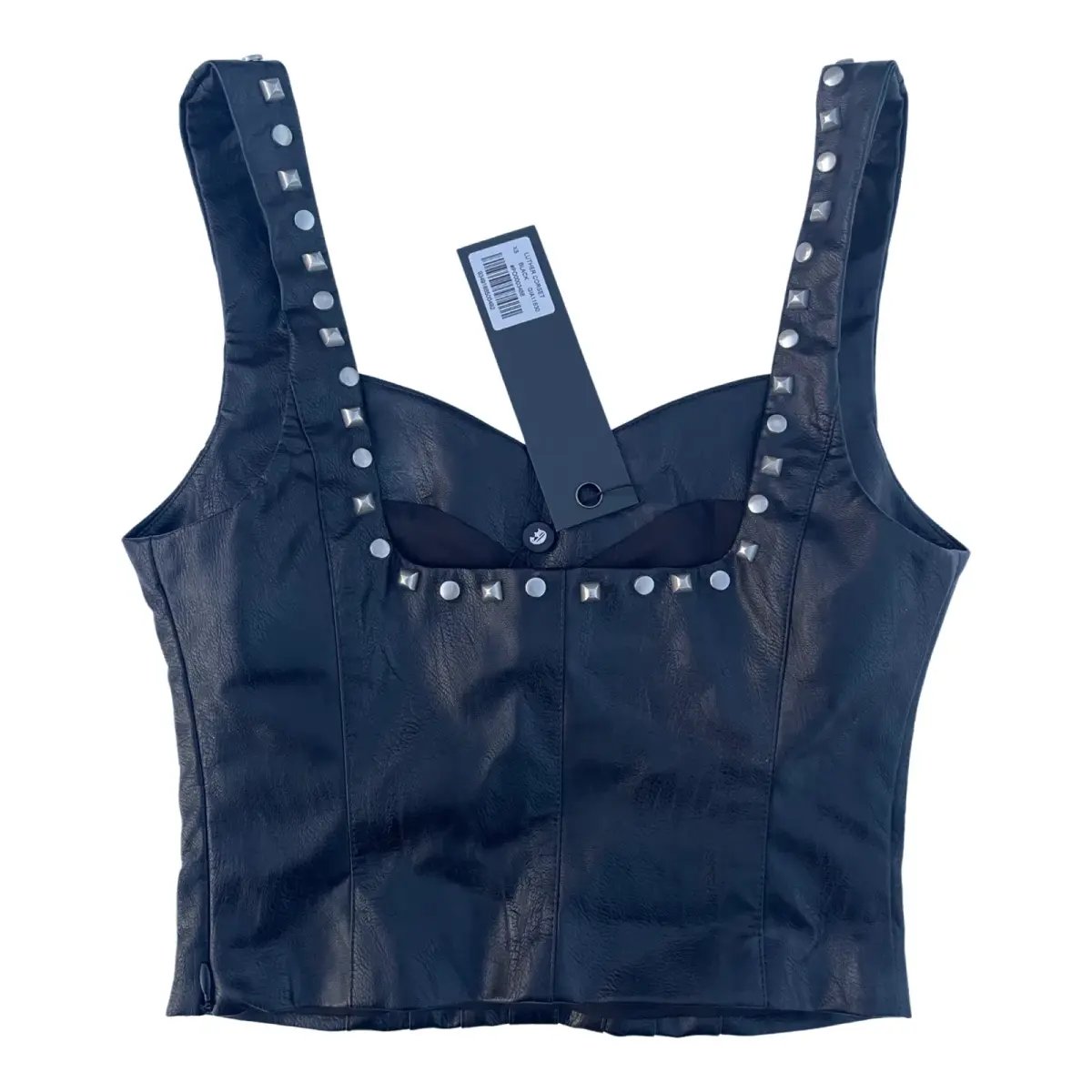 I.AM.GIA Luther Black Faux Leather Studded Corset Crop Top Size XS/Au 6 photo 6