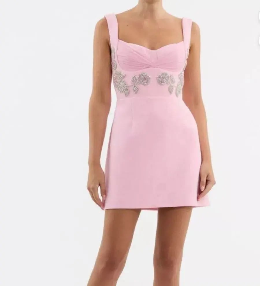 Rebecca Vallance Jenna Bustier Mini Dress Pink Size 16 photo 2