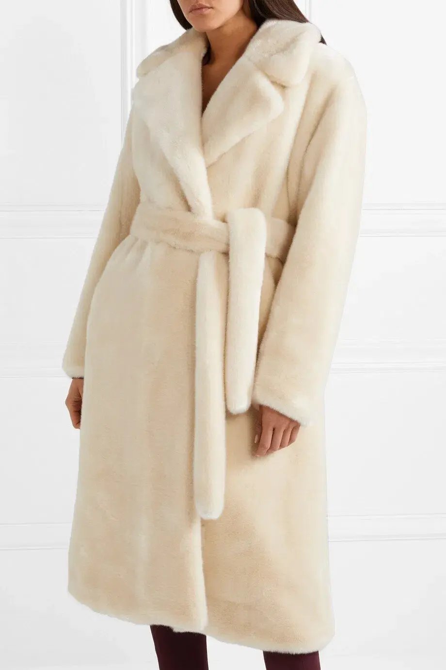Tibi Luxe Faux Fur Oversized Coat Cream Size 10 photo 3