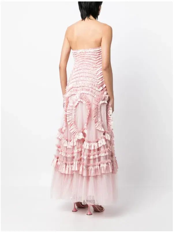 Needle and Thread Pink Strapless Ruffle-Detail Dress Size 10 photo 3