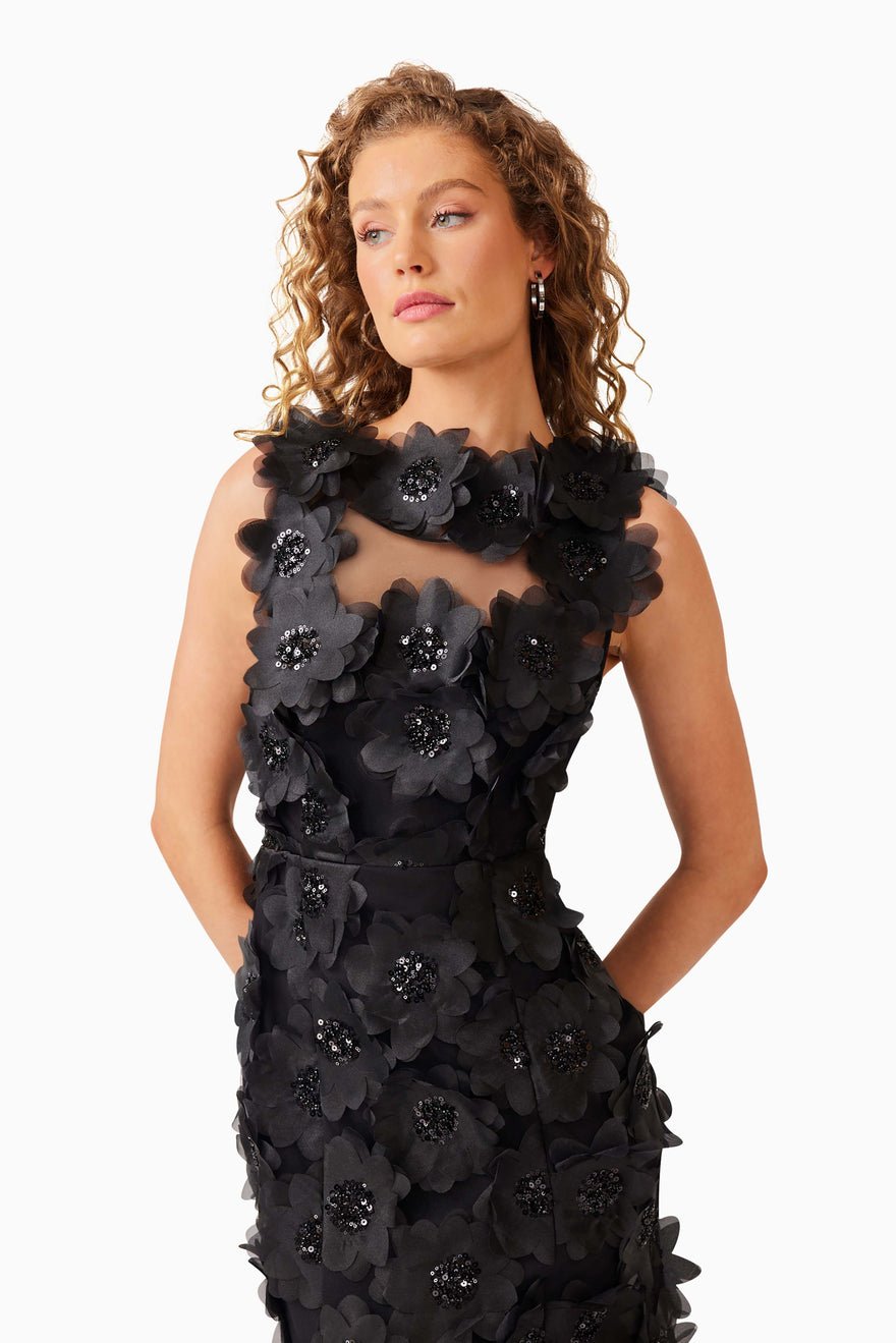 Elliatt Cherry Blossom Midi Dress - Black photo 2