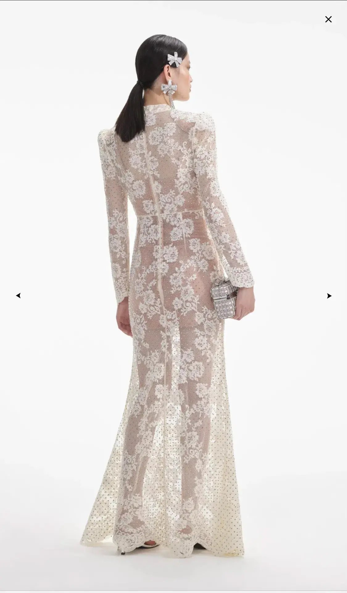 Self-Portrait White Rhinestone Lace Maxi Dress Size AU 10 photo 3