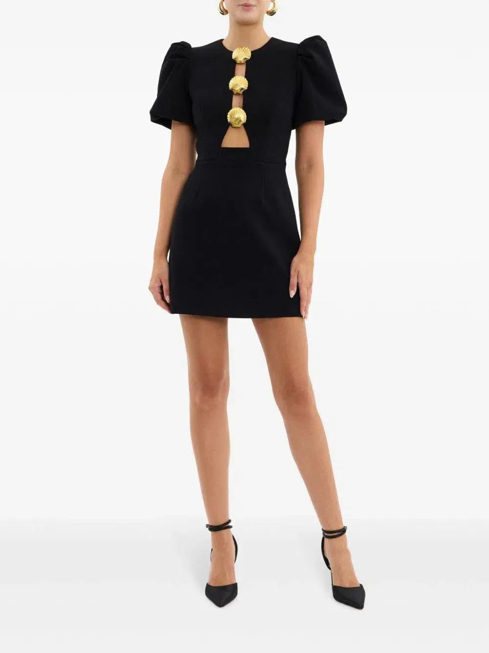 Rebecca Vallance Sirene Puff Sleeve Mini Dress Black Size 12 photo 2