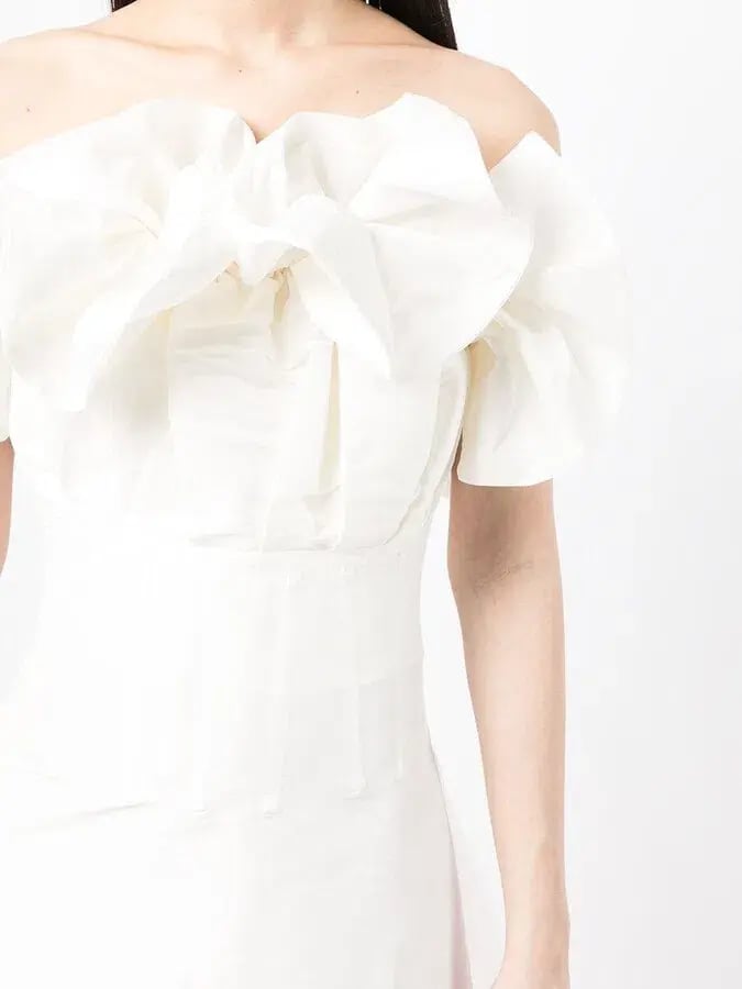Rachel Gilbert Freida Ruffled Strapless Midi Dress In White photo 4