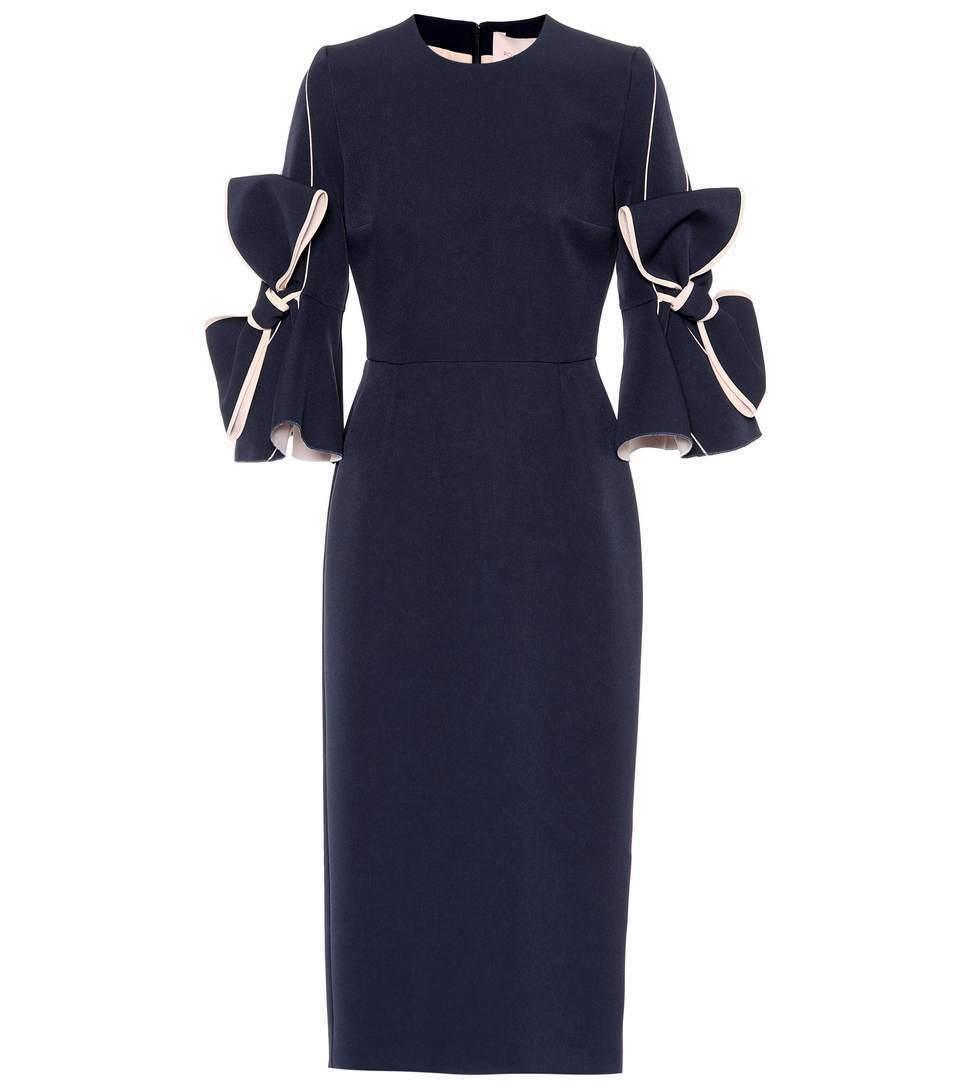 Roksanda Lavete Crepe Bow Midi Dress Navy Size 6 photo 3