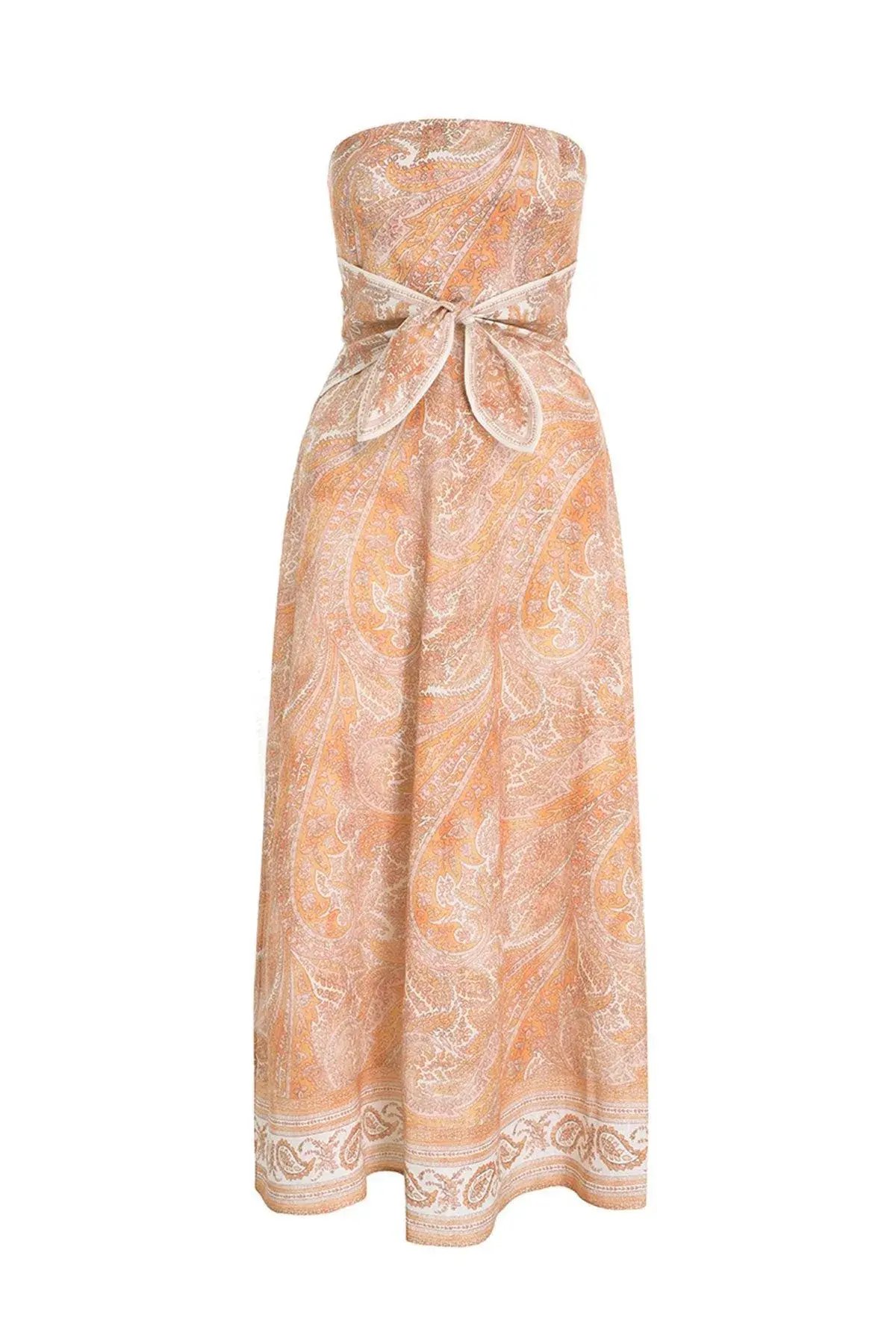 Zimmermann Brighton Tie Waist Midi Dress Tangerine Paisley Size 0 / AU 8 photo 5