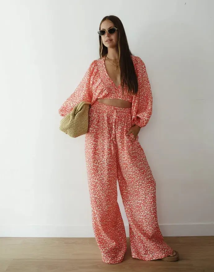 La Boheme Girls Coral Oat Leopard Juno Pant Essie Top Set Size S AU 6 photo 4