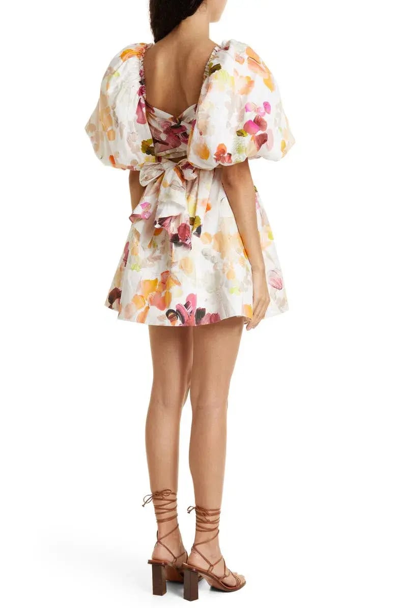 Aje Dassia Puff Sleeve Mini Dress Floral Size 8 photo 2