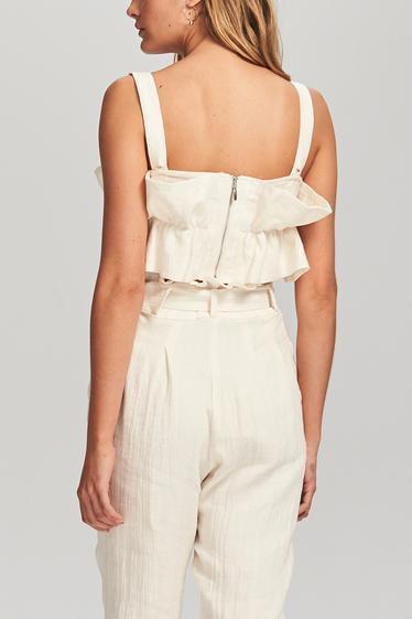 Steele Aster Crop Top and Linen Pants Set Cream Size 6 photo 3