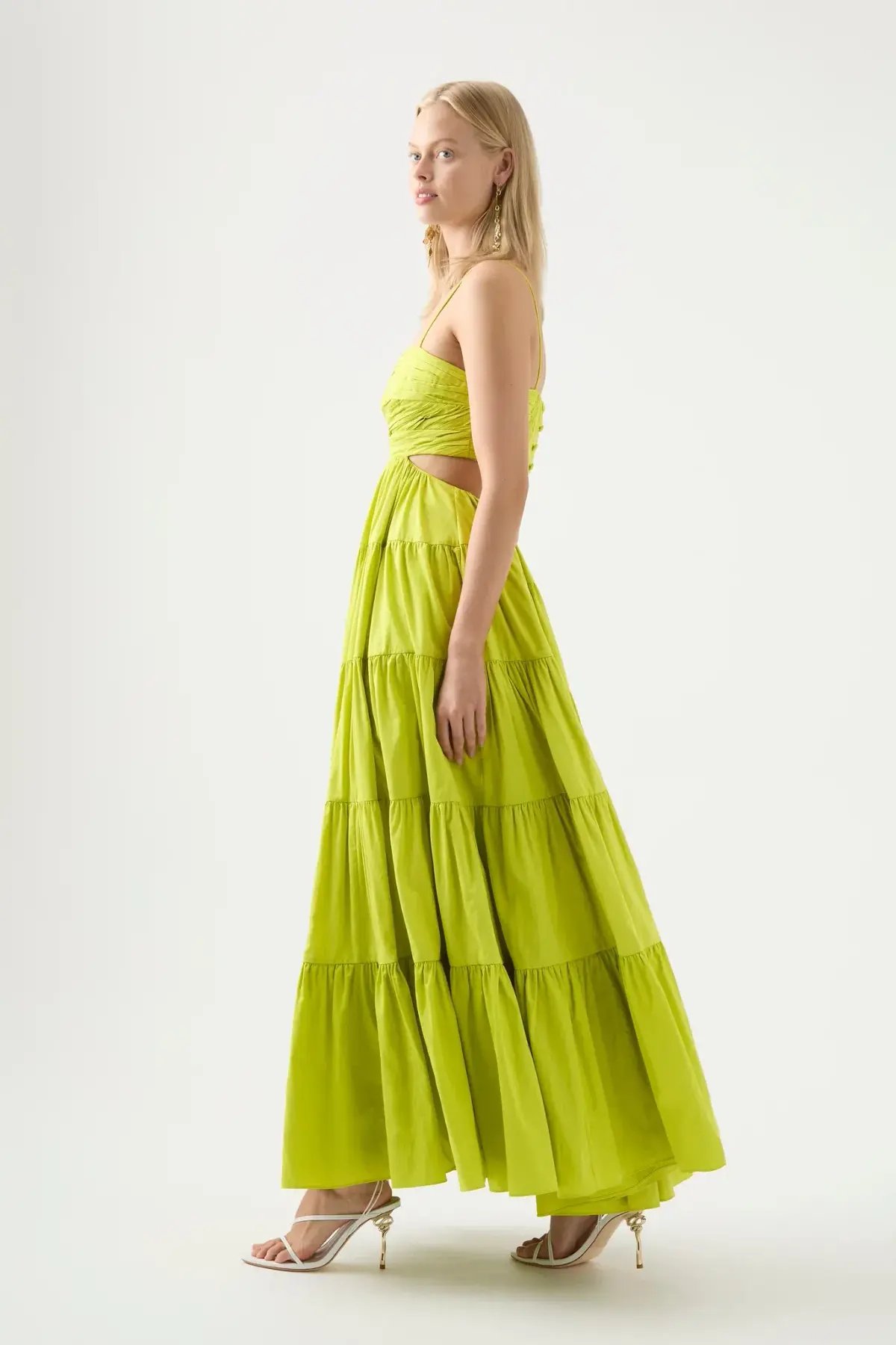 Aje Sartre Tiered Maxi Dress Green Size 8 / S photo 4