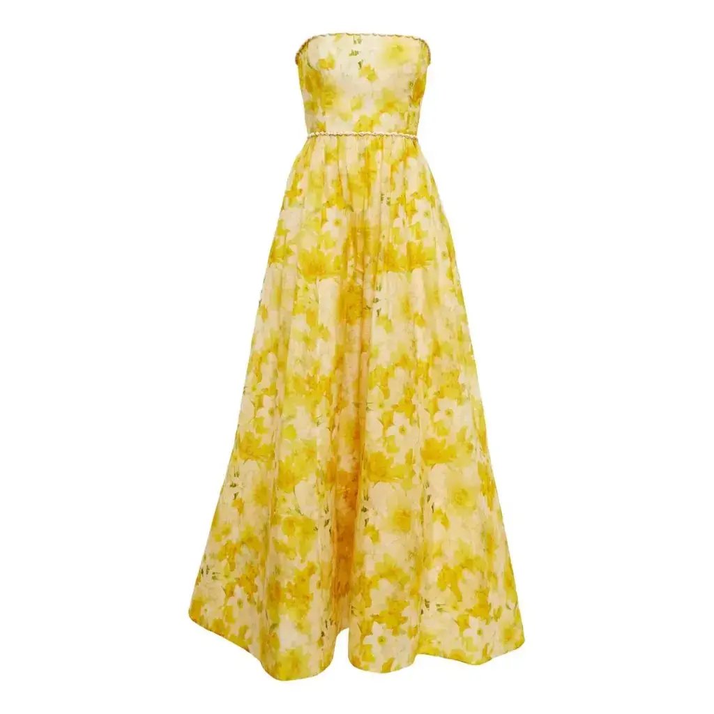 Zimmermann Wonderland Shell Embellished Silk Blend Gown Yellow Size 3 / AU 14 photo 5