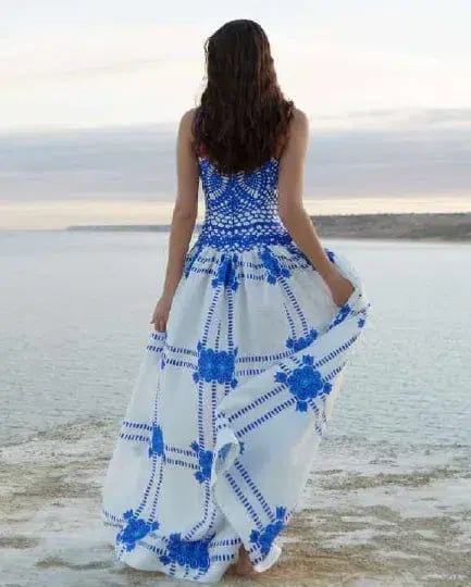 Aston Studio Cordelia Dress Mediterranean/Foam Size 10 photo 3