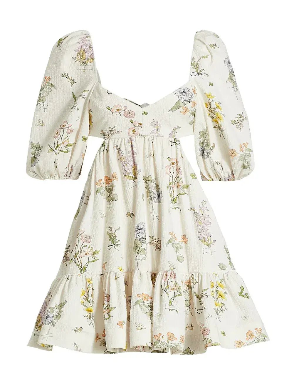 Zimmermann Jeannie Puff Sleeve Mini Dress Bouquet Floral Size 0P/Au 6 photo 3