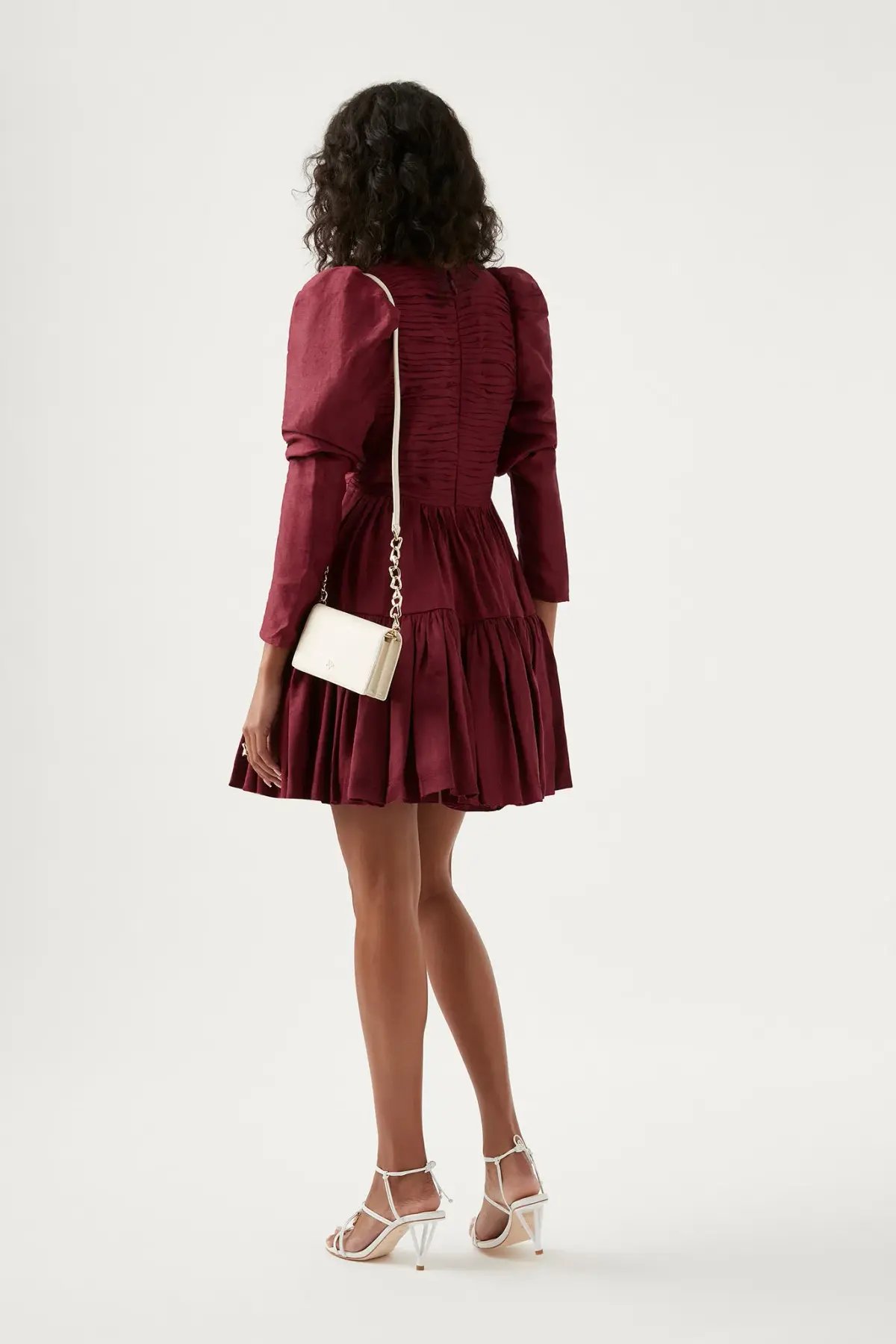Aje Impasto Ruched Mini Dress Burgundy Size 8 photo 3
