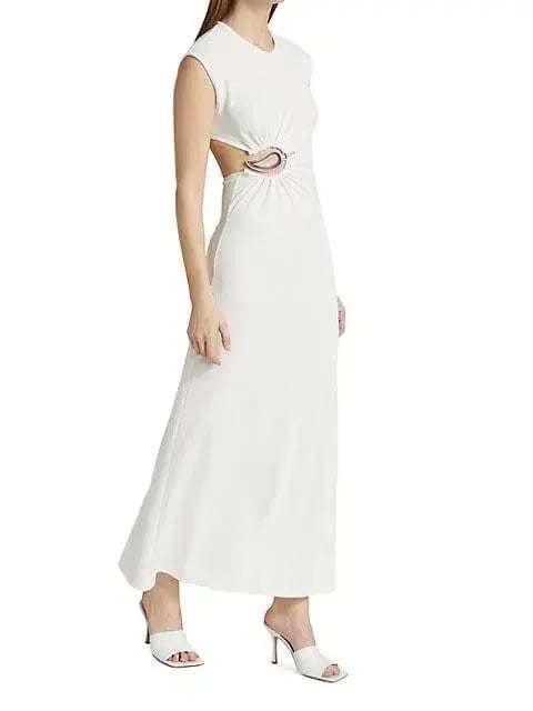 Christopher Esber Ruched Moodstone Tank Dress in White Size 8 / S photo 4