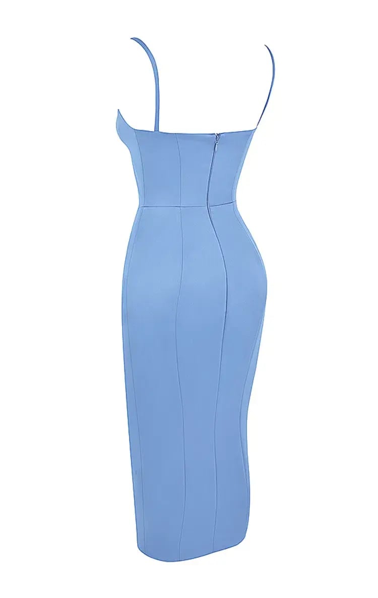 House of CB Casimira Satin Corset Midi Dress Blue Size M/AU 10 photo 8