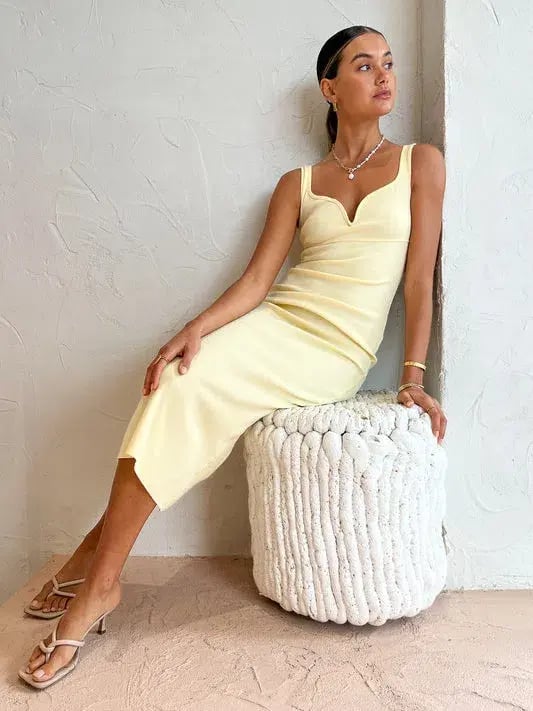 Viktoria and Woods Margarita Dress in Lemon Marle Size 4 / AU 14 photo 2