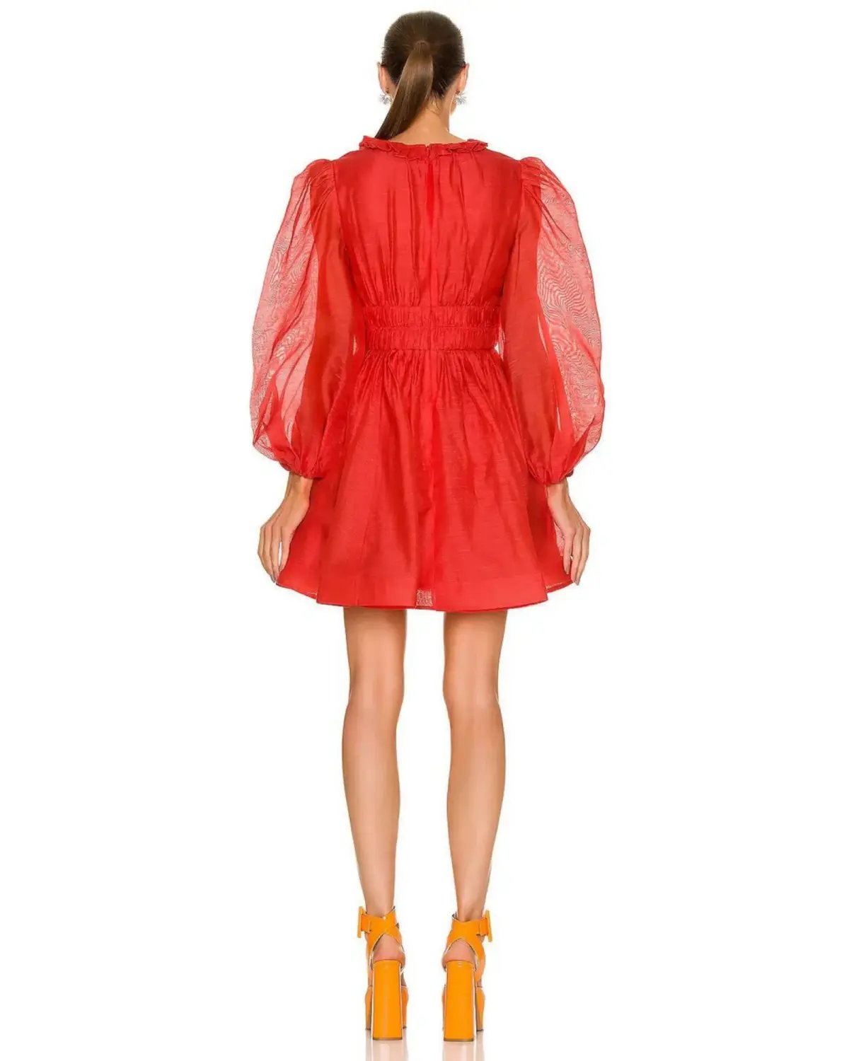 Zimmermann Prima Frill V Neck MIni Dress in Tomato Size 3 / AU 14 photo 4